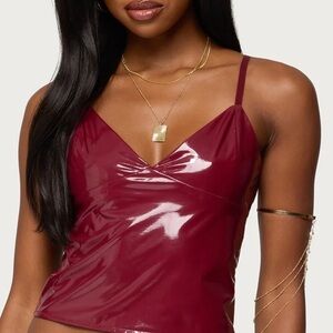 EDIKTED Sleek Burgundy Camisole Top